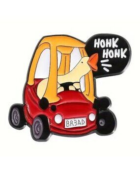 Duck Driving Pin Enamel Honk Honk Tikes Car Funny Little Cartoon Goose Brooch